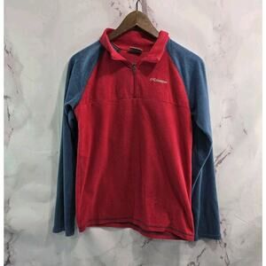 Columbia Jacket Boys Large 14 16 Red Grey Fleece Quarter Zip Sweater Pullover